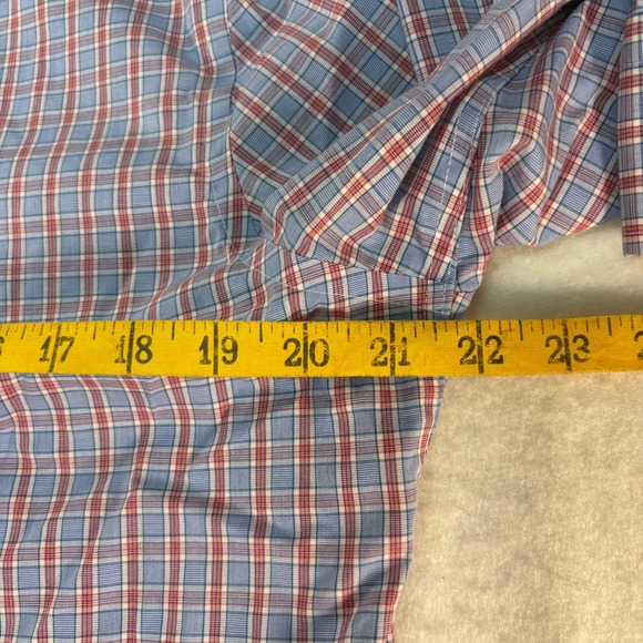 Banana Republic Mens Slim Fit Non-Iron Plaid Dress Shirt Blue Red Large L - Picture 5 of 7